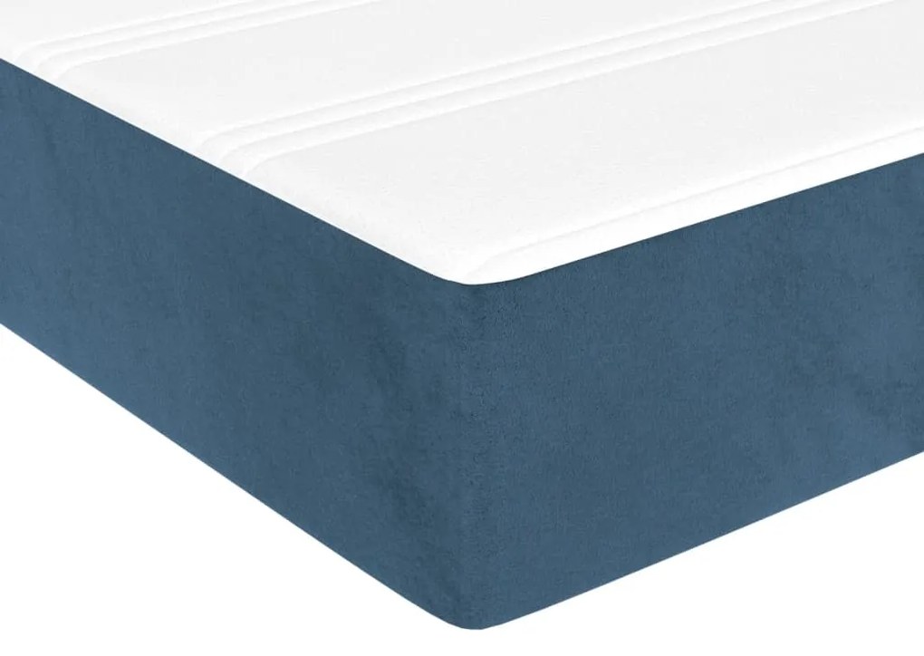 Κρεβάτι Boxspring με Στρώμα Σκούρο Μπλε 200x200 εκ. Βελούδινο - Μπλε