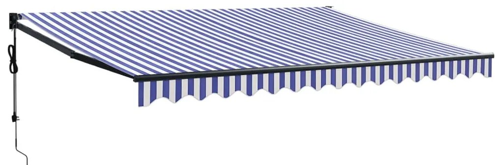 vidaXL Τέντα Πτυσσόμενη Αυτόματη Μπλε και Λευκή 4,5 x 3 μ.