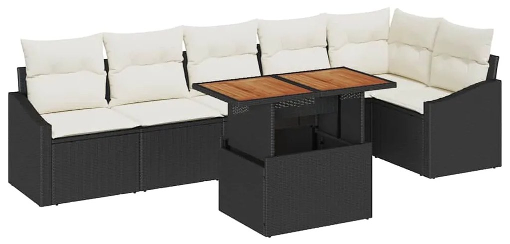 vidaXL Σετ Καναπέ Κήπου με αποθήκευση 7 pcs Μαύρο Πολυ ράταν