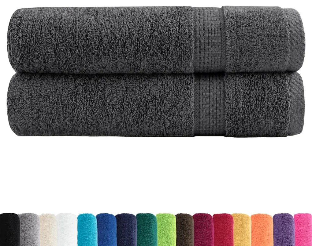 vidaXL Πετσέτες Μπάνιου Premium SOLUND 2 τεμ. Ανθρακί 100x150 εκ. 600 γρ./μ²