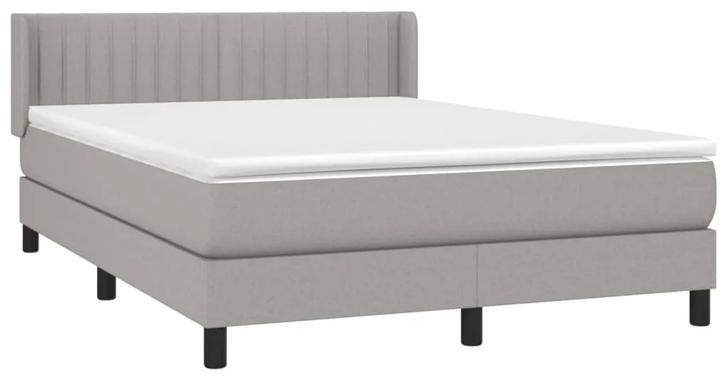 Κρεβάτι Boxspring με Στρώμα Ανοιχτό Γκρι 140x200 εκ. Υφασμάτινο - Γκρι