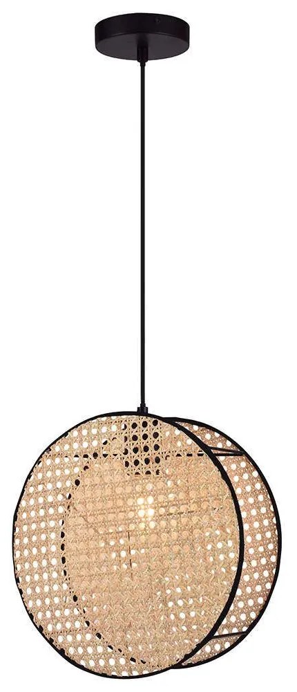 Φωτιστικό Οροφής Gheisa 4267800 30x133,5cm 1xE27 40W Natural-Black Viokef Rattan,Ατσάλι