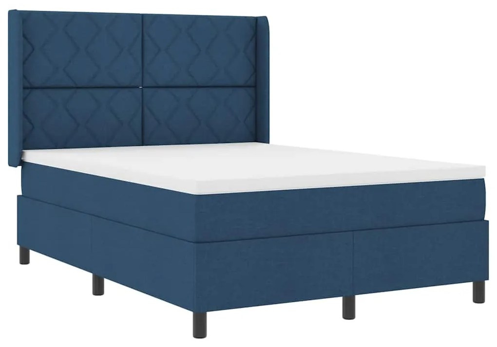 vidaXL Κρεβάτι με ελατήρια με στρώμα Μπλε 140 x 200 cm ύφασμα