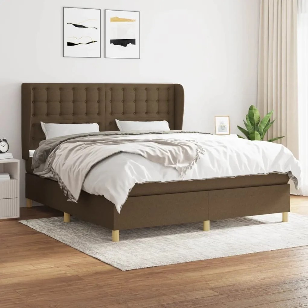 ΚΡΕΒΑΤΙ BOXSPRING ΜΕ ΣΤΡΩΜΑ ΣΚΟΥΡΟ ΚΑΦΕ 160X200 ΕΚ ΥΦΑΣΜΑΤΙΝΟ 3128856