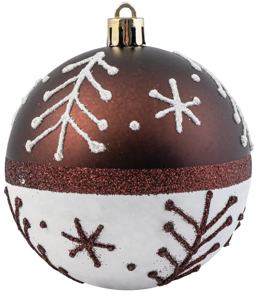 Καφέ - Άσπρο Χριστουγεννιάτικη Μπάλα 8cm 223967a