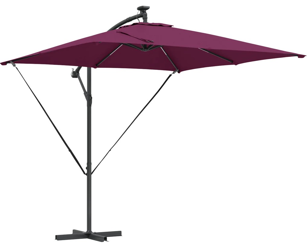 vidaXL Ομπρέλα Cantilever Banana Μπορντό 249 x 249 x 250 εκ.