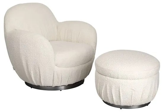 Πολυθρόνα Περιστρεφόμενη Swivel Μπουκλέ Μπεζ 88x77x90εκ. - Μπεζ