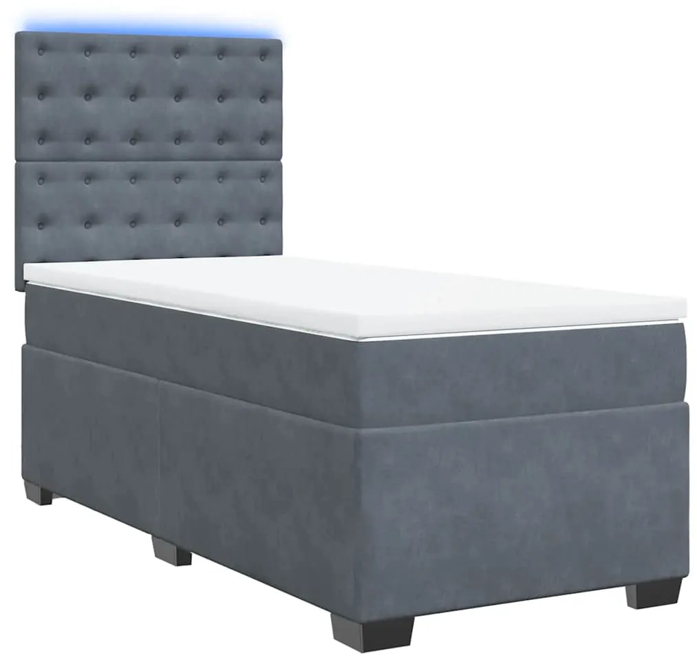 vidaXL Κρεβάτι Boxspring με Στρώμα Σκούρο Γκρι 80x200 εκ. Βελούδινο