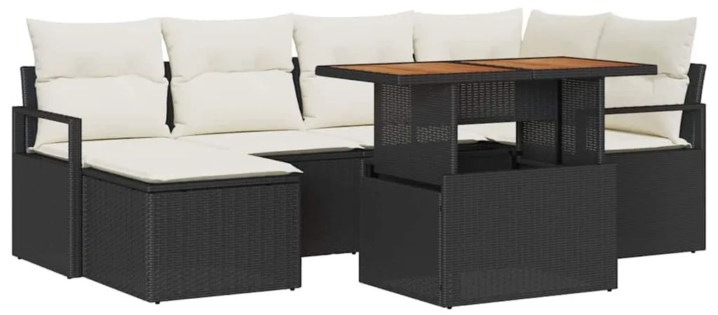 vidaXL Σετ Καναπέ Κήπου με αποθήκευση 7 pcs Μαύρο Πολυ ράταν