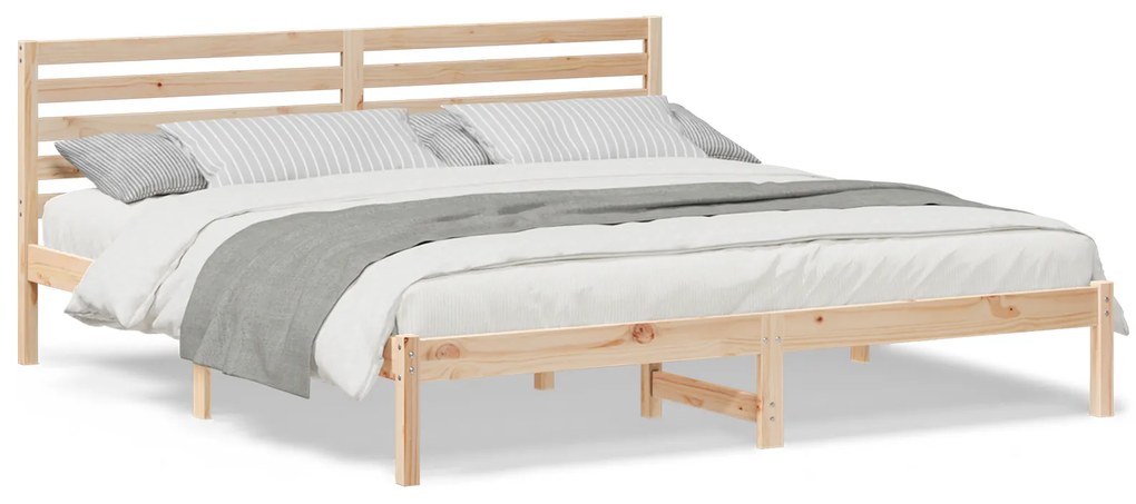 vidaXL Σκελετός Κρεβατιού Καφέ 200 x 200 cm Συμπαγές ξύλο πεύκου