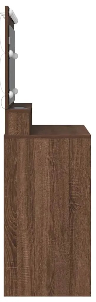 vidaXL Τραπέζι Μακιγιάζ με ράφι Καφέ δρυς 100 x 41 x 135 εκ.