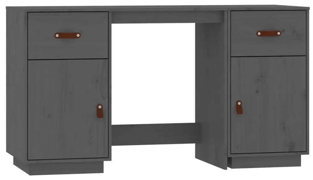 vidaXL Ντουλάπι Γραφείου Γκρι 135x50x75εκ. από Μασίφ Ξύλο Πεύκου