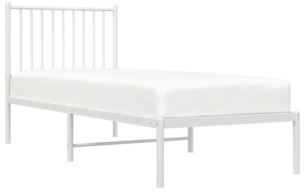 Πλαίσιο Κρεβατιού με Κεφαλάρι Λευκό 75 x 190 εκ. Μεταλλικό - Λευκό