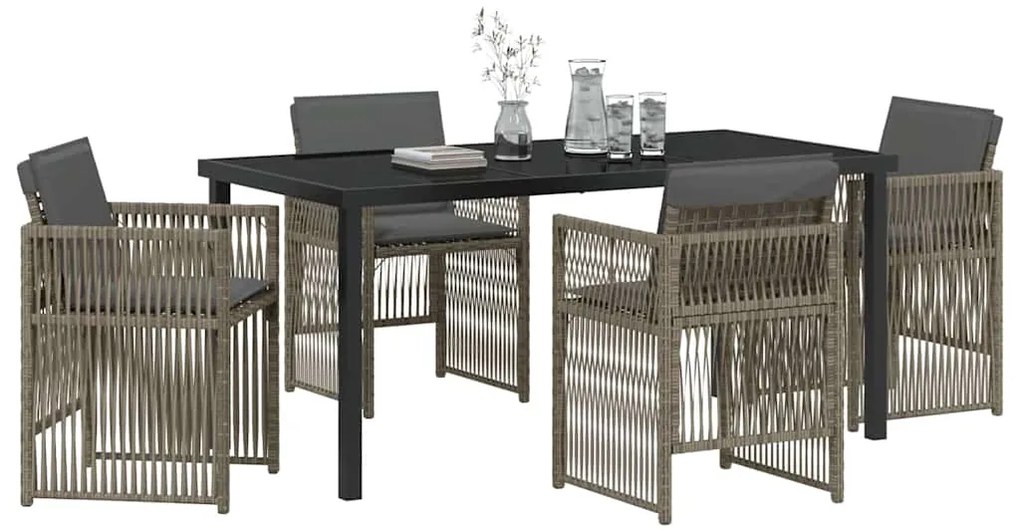 vidaXL Σέτ φαγητού για κήπο 5 pcs Γκρι Χάλυβας με επίστρωση πούδρας