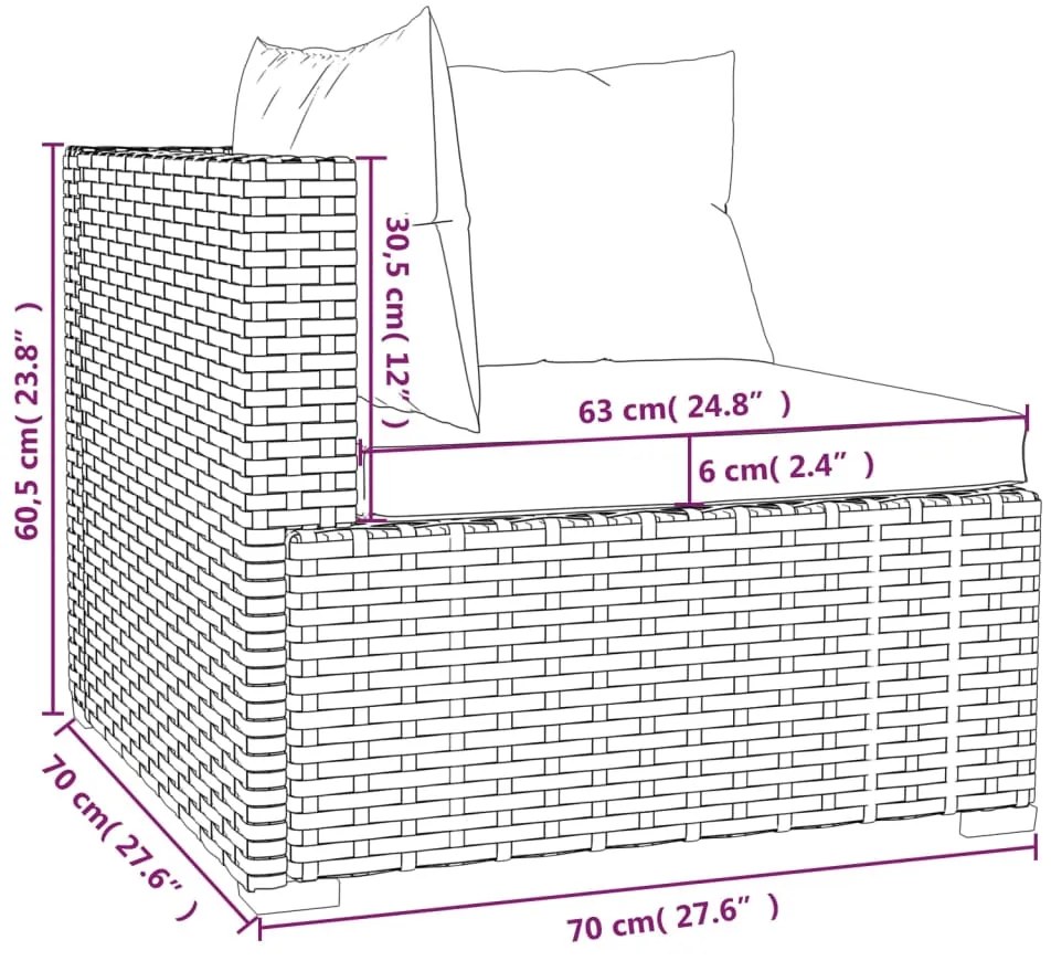 vidaXL Σαλόνι Κήπου Σετ 10 Τεμαχίων Καφέ Συνθετικό Ρατάν με Μαξιλάρια