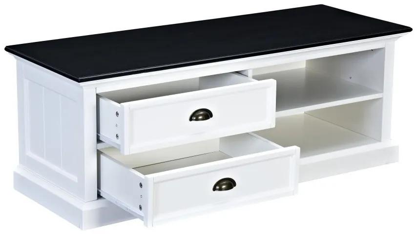 Τραπέζι Tv Ocean Delight C113, Μαύρο, Άσπρο, Αριθμός συρταριών: 2, 120x45x45cm | Epipla1.gr