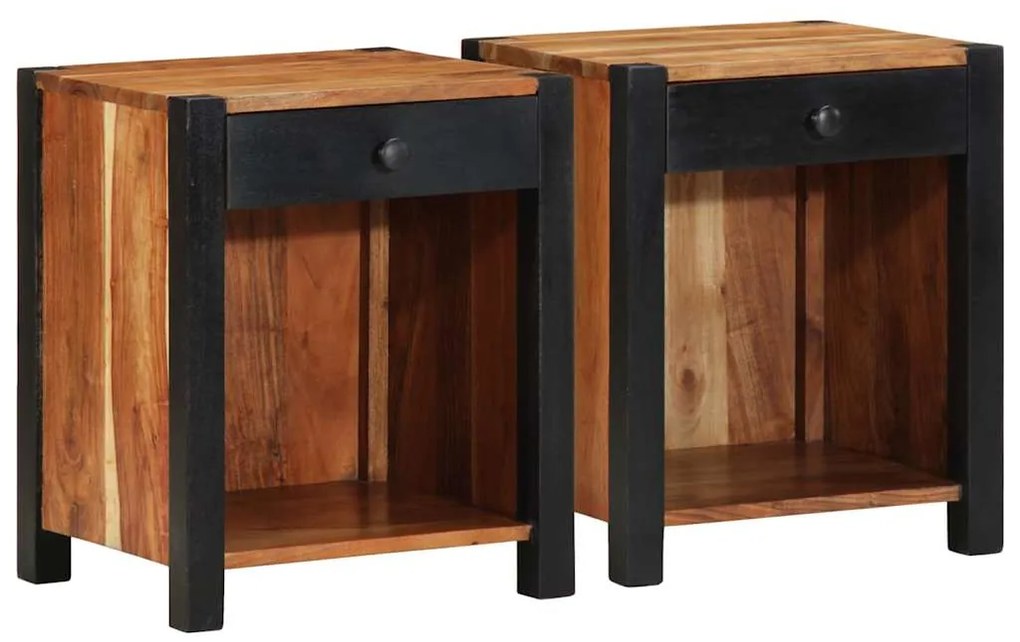 vidaXL Κομοδίνο με συρτάρι Καφέ 40 x 35 x 50 εκ. Μασίφ ξύλο ακακίας