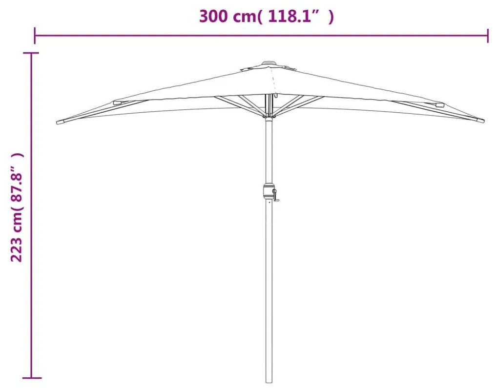 Ομπρέλα Βεράντας Ημικυκλική Τερακότα 300x155x223 εκ Ιστός Αλουμ - Καφέ