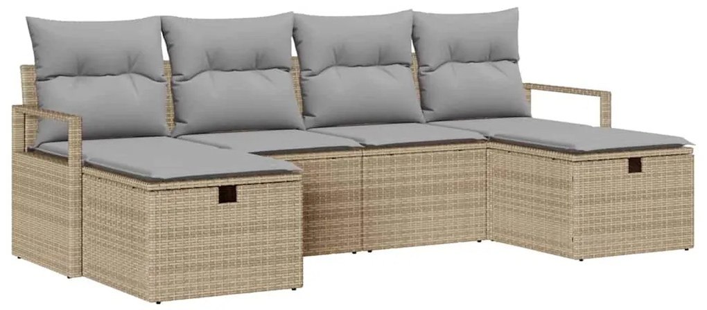 vidaXL Σετ Καναπέ Κήπου 6 pcs μπεζ και ανοιχτό γκρι 230 x 117 x 85 εκ.