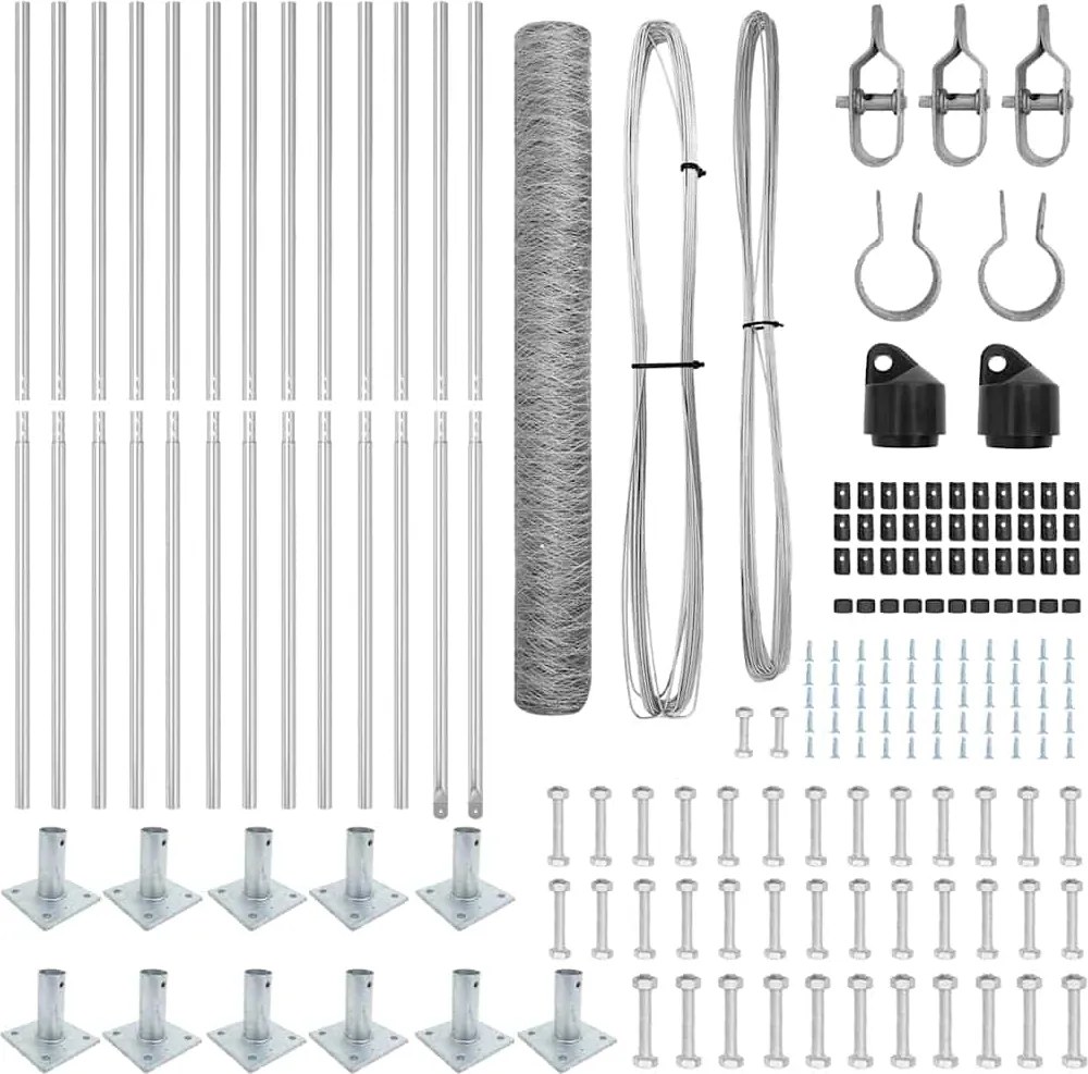 vidaXL Στύλος Περιφράξεων Ασημί