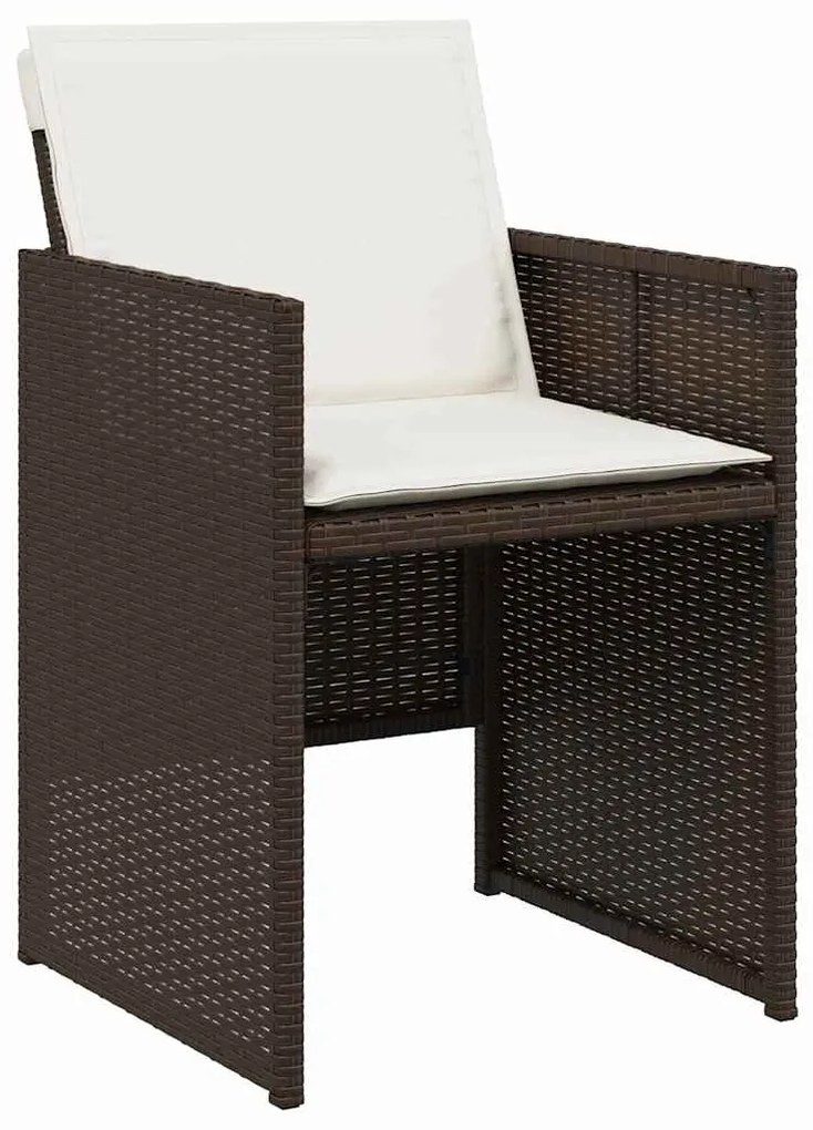 vidaXL Σέτ φαγητού για κήπο με μαξιλάρι 5 pcs Καφέ Πολυ ράταν