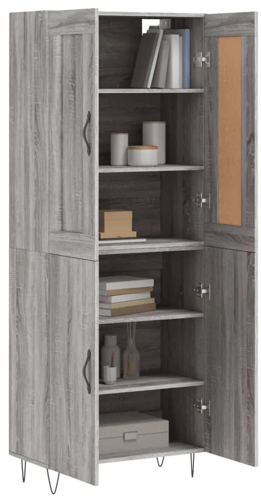 vidaXL Ντουλάπι Γκρι Sonoma 69,5 x 34 x 180 εκ. Επεξεργασμένο Ξύλο