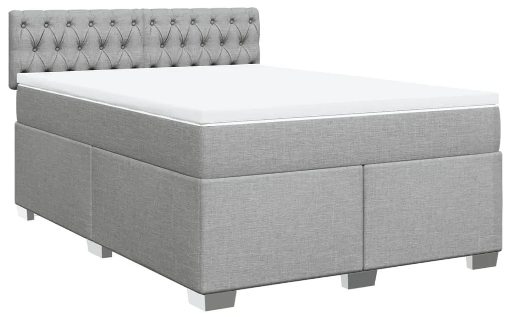 vidaXL Κρεβάτι Boxspring με Στρώμα Ανοιχτό Γκρι 140x200 εκ. Υφασμάτινο