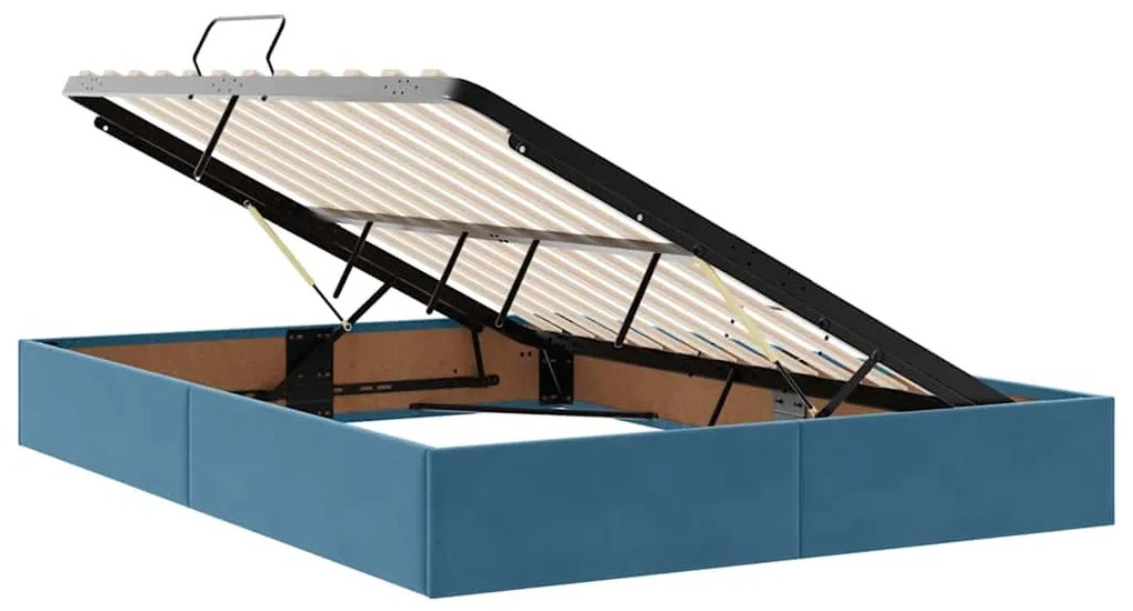 vidaXL Κρεβάτι με αποθηκευτικό χώρο και LED Σκούρο Μπλε 140 x 190 cm