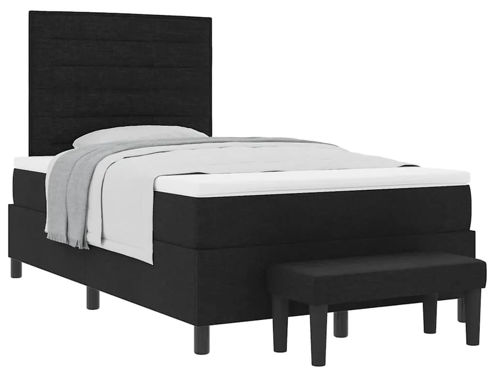 vidaXL Κρεβάτι με ελατήρια με στρώμα Μαύρο 120 x 190 cm ύφασμα