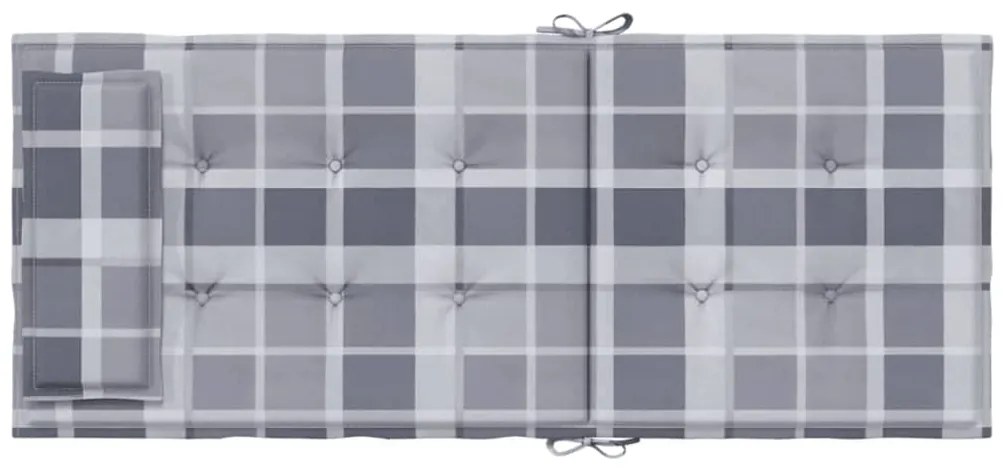 vidaXL Μαξιλάρια Καρέκλας με Ψηλή Πλάτη 4 τεμ Γκρι Καρό Ύφασμα Oxford