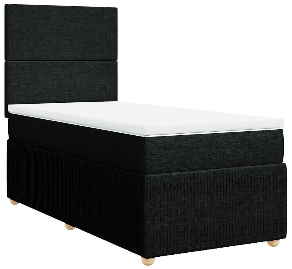 vidaXL Κρεβάτι Boxspring με Στρώμα Μαύρο 100 x 200 εκ. Υφασμάτινο