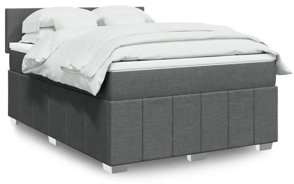 ΚΡΕΒΑΤΙ BOXSPRING ΜΕ ΣΤΡΩΜΑ ΣΚΟΥΡΟ ΓΚΡΙ 160X200 ΕΚ ΥΦΑΣΜΑΤΙΝΟ 3287113