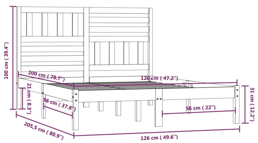 ΠΛΑΙΣΙΟ ΚΡΕΒΑΤΙΟΥ ΜΑΥΡΟ 120 X 200 ΕΚ. ΑΠΟ ΜΑΣΙΦ ΞΥΛΟ ΠΕΥΚΟΥ 3101022