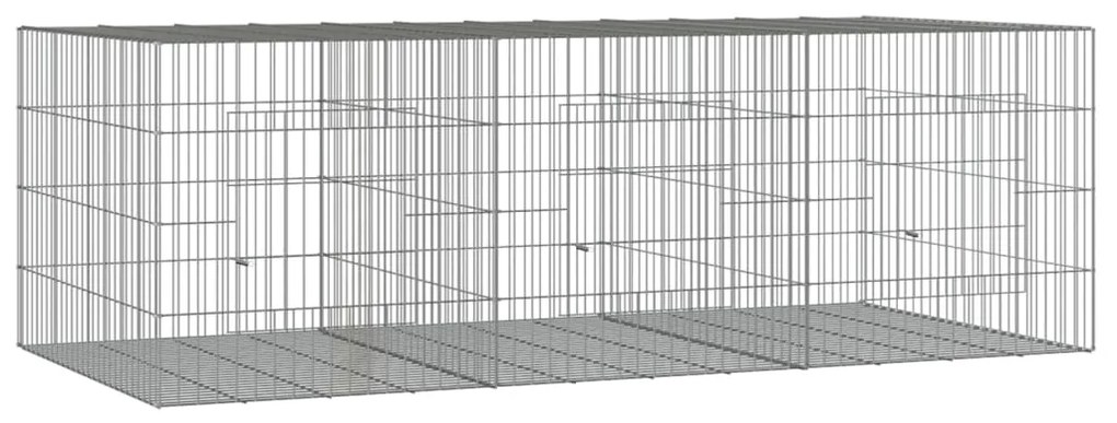 vidaXL Κλουβί Κουνελιών 3 Πάνελ 163x79x54 εκ. από Γαλβανισμένο Σίδερο