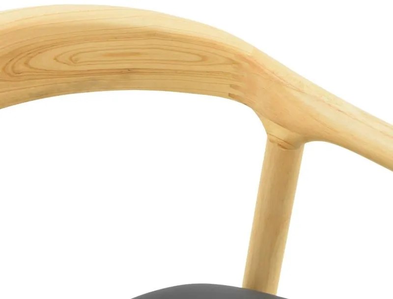 Καρέκλα - Πολυθρόνα Hogie rubberwood σε φυσικό με μαύρο pu μαξιλάρι 61x60x76εκ 2αδα 61x60x76 εκ.