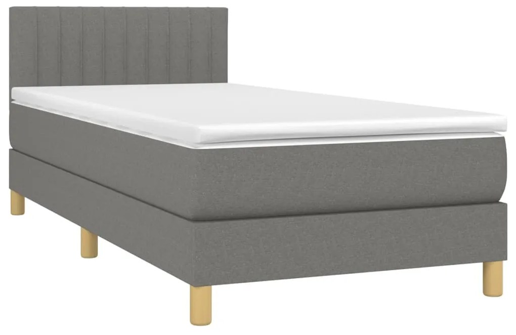 vidaXL Κρεβάτι Boxspring με Στρώμα Σκούρο Γκρι 90x190 εκ. Υφασμάτινο