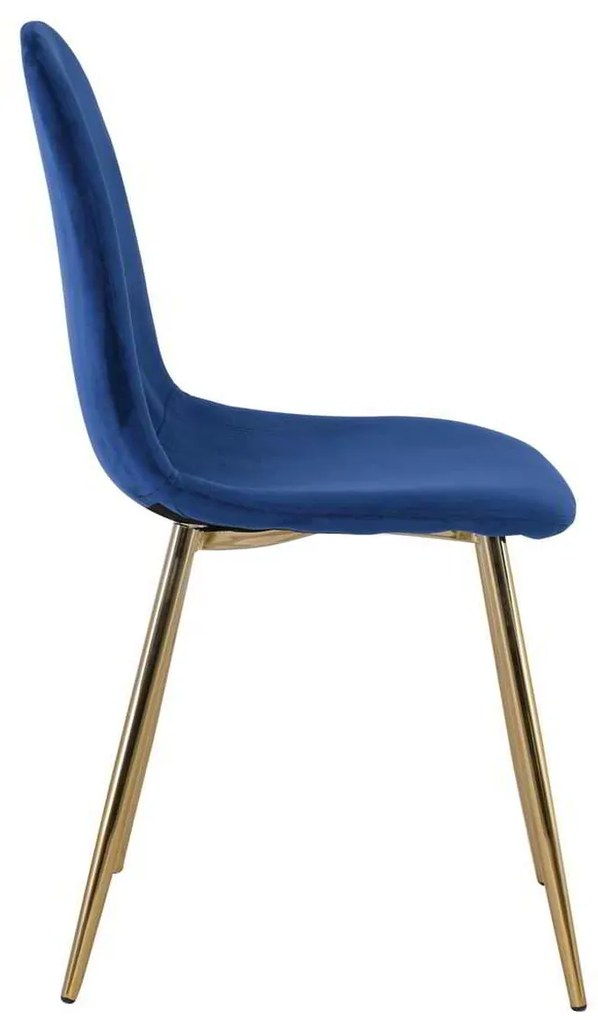 Καρέκλα CELINA Μεταλλική Χρυσό, Velure Μπλε 45x54x85cm (Σετ 4 ΤΕΜ)