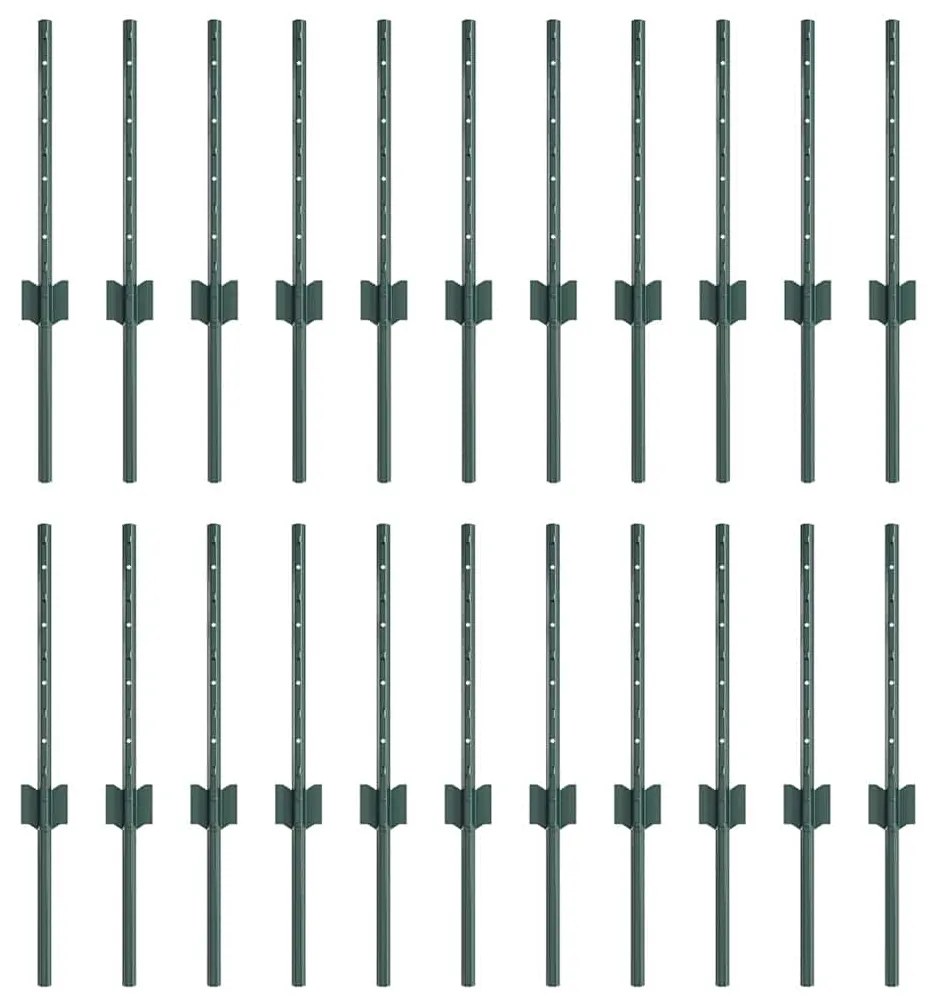 vidaXL Πό posts φράχτη 22 pcs Πράσινο 80 cm Ατσάλι