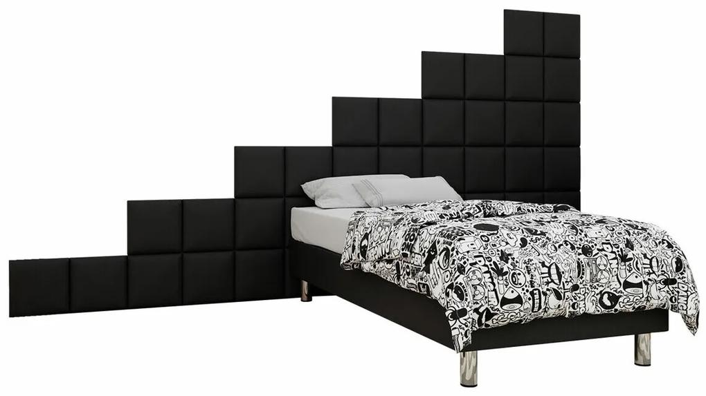 Κρεβάτι continental Logan 105, Continental, Μονόκλινο, Μαύρο, 120x200, Οικολογικό δέρμα, Τάβλες για Κρεβάτι, 360x200x180cm, 92 kg, Στρώμα: Ναι