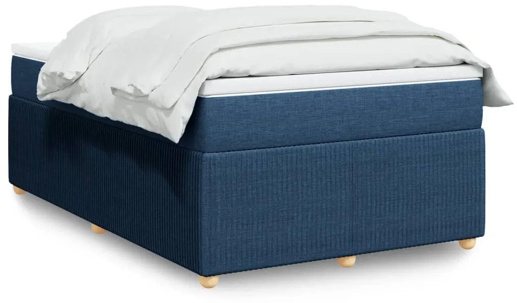 vidaXL Κρεβάτι Boxspring με Στρώμα Μπλε 120x200 εκ. Υφασμάτινο