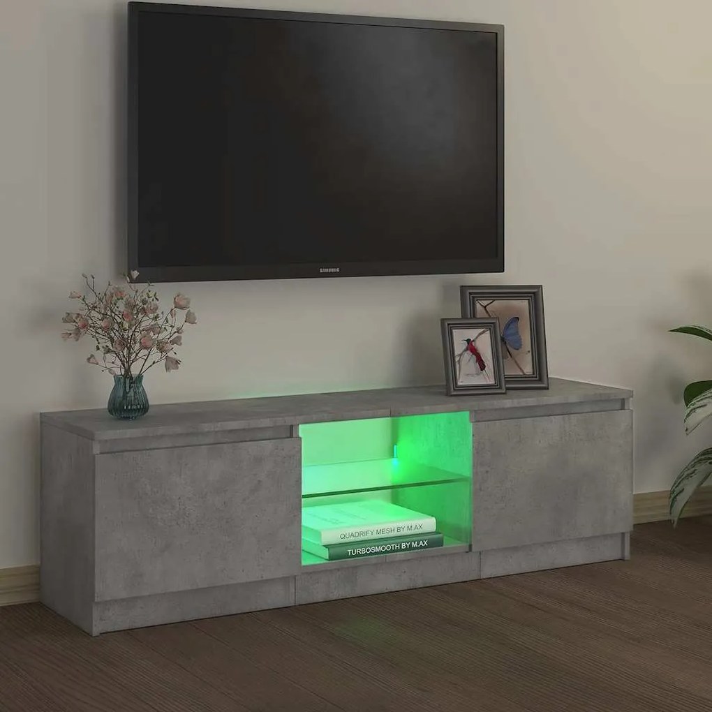 vidaXL Έπιπλο Τηλεόρασης με LED Γκρι Σκυρδέματος 120 x 30 x 36 εκ.