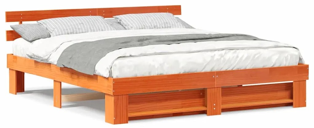 vidaXL Σκελετός Κρεβατιού Καφέ 200 x 200 cm Στερεά ξυλεία πεύκου