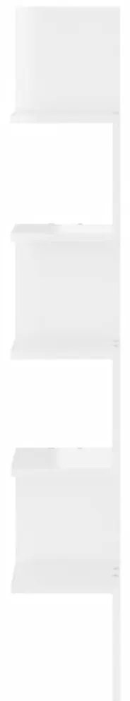 Γωνιακή Ραφιέρα Τοίχου Γυαλ. Λευκή 20x20x127,5 εκ. Μοριοσανίδα - Λευκό