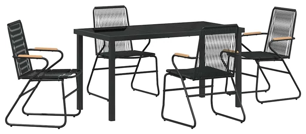 vidaXL Σέτ φαγητού για κήπο 5 pcs Μαύρο Χάλυβας με επίστρωση πούδρας