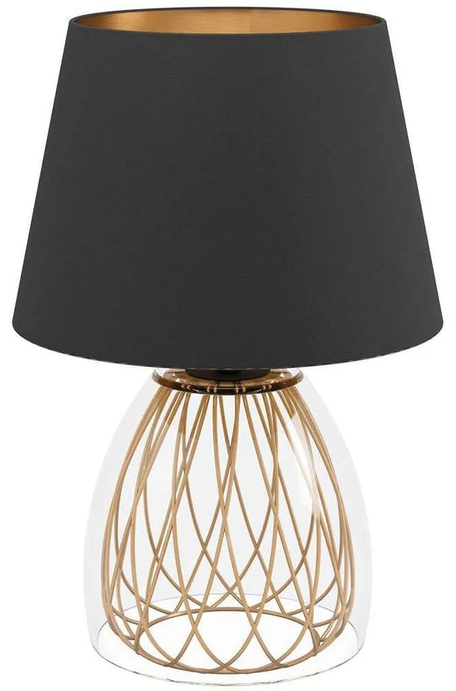 Φωτιστικό Επιτραπέζιο Jazminia 390039 Φ30x45cm 1xE27 40W Black-Brass Eglo Steel,Fabric
