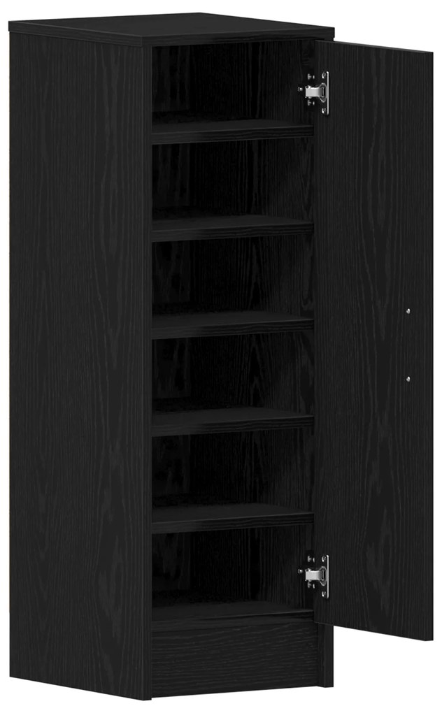 vidaXL Μαύρη Ντουλάπα Για Παπούτσια από Δρυς 32x35x92 εκ, Με Επεξεργασμένο Ξύλο
