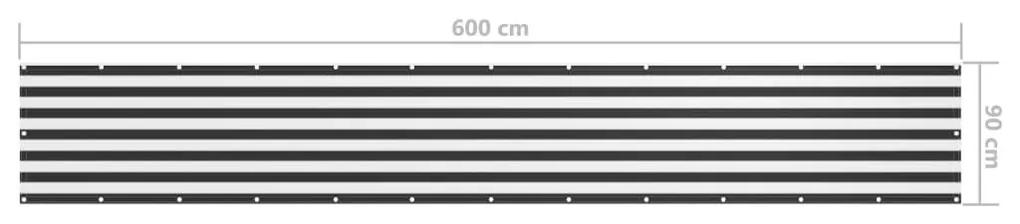 Διαχωριστικό Βεράντας Ανθρακί/Λευκό 90 x 600 εκ. Ύφασμα Oxford - Πολύχρωμο