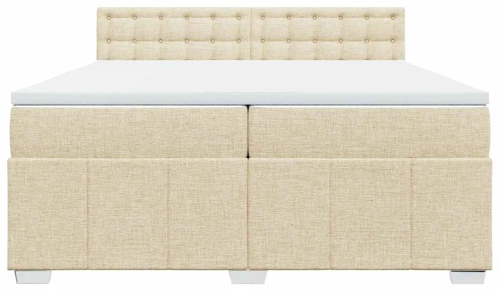 vidaXL Κρεβάτι Boxspring με Στρώμα Κρεμ 200x200 εκ. Υφασμάτινο