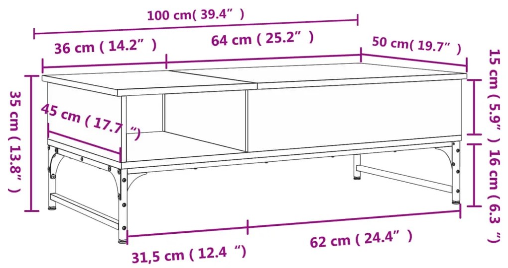 ΤΡΑΠΕΖΑΚΙ ΣΑΛΟΝΙΟΥ SONOMA ΔΡΥΣ 100X50X35ΕΚ ΕΠΕΞ. ΞΥΛΟ + ΜΕΤΑΛΛΟ 845392