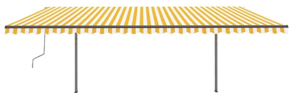 vidaXL Τέντα Συρόμενη Χειροκίνητη με Πασσάλους Κίτρινο/Λευκό 3,5x2,5 μ